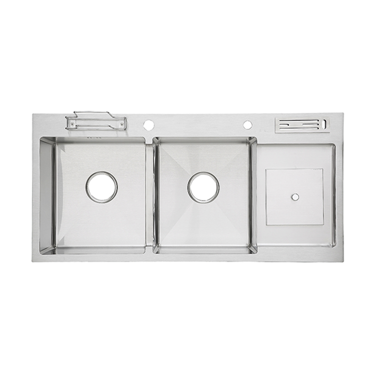  Multifunction Handmade Double Stainless Steel Kitchen Sink With Waste Bin - 副本