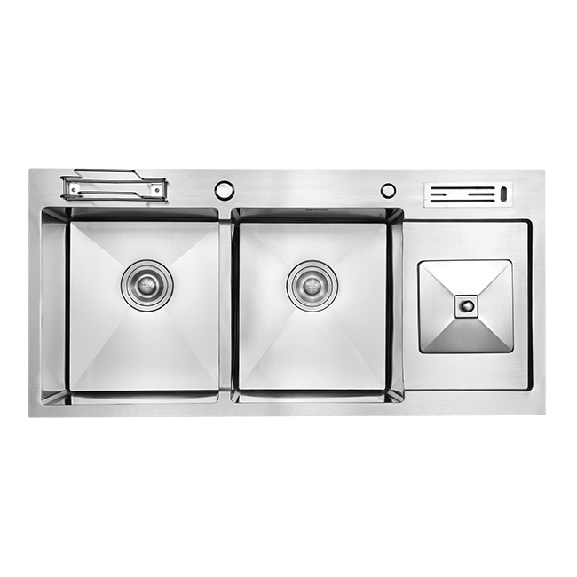  Multifunction Handmade Double Stainless Steel Kitchen Sink With Waste Bin - 副本