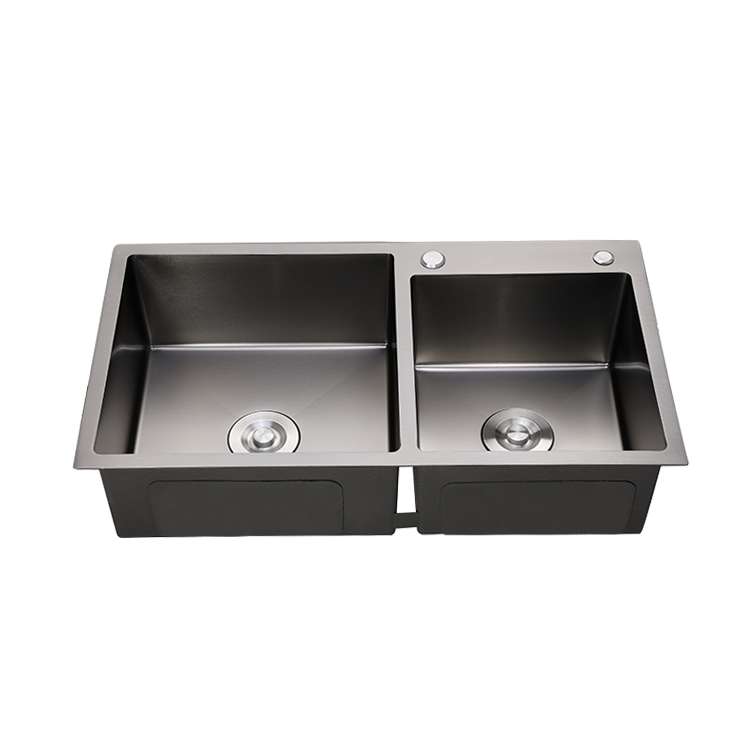 Nano Black Color Double bowl Handmade Stainless Steel Kitchen Sink